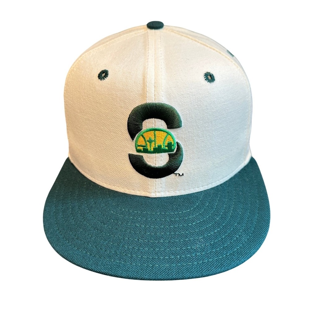 Seattle Supersonics New Era Fitted Hat 7 Wool Made in USA NBA VTG‎ 90s